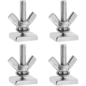 4Pcs Stainless Steel M6x28mm T-Track Adapter 19.2x19.2x4mm Square Head Bolts Suitable for Bike Racks Ski Holders Snowboard Holders