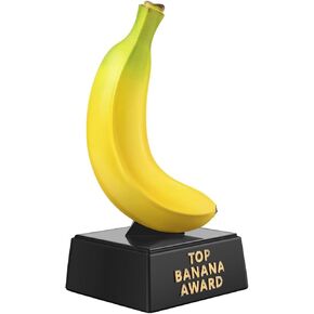 Flexzion Top Banana Trophy - 7-Inch Top Banana Award for Outstanding Achievements, Unique and Funny Trophy for Adults, Coaches, Teachers, and Team Leaders - Durable Resin with Black Base
