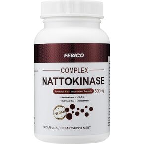 Nattokinase Supplement 4-in-1,Pure 2000 FU of Enzyme, Supports Heart Health & Circulatory & Normal Blood Flow, Non-GMO, Gluten Free, Vegan, 90 VC