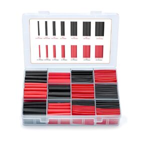 Heat Shrink Tubing Kit 242 PCS, 3:1 Dual Wall Adhesive Lined Adhesive Heat Shrink with Glue, Automotive Industrial Heat-Shrink Tube Kit- Black, Red