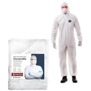 Hazmat Suits Disposable | 25 Pack | Light Duty Disposable Coveralls Men | With Attached Hood and Boots - Overall Protective Chemical Suit for Men & Women, Disposable Paint Suit - Medium