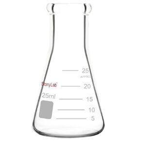 stonylab 1-Pack Glass 200 ml Heavy Wall Narrow Mouth Erlenmeyer Flasks with Heavy Duty Rim