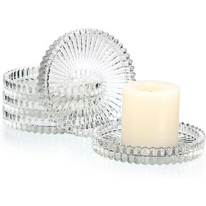 5 قطع من أطباق الشموع الزجاجية الشفافة من OWNMY، مقاس 10.16 سم، حاملات شموع عمودية زجاجية، قواعد شموع زجاجية عمودية، صواني شموع مستديرة، ألواح شموع عمودية زجاجية حديثة لقطع مركزية لطاولات الزفاف، شفافة in Kuwait