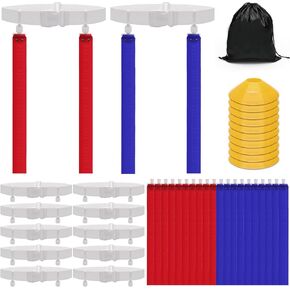 41PCS Flag Football Belts Set, Belts and Flags Kit with 20P Flags/ 10 Belts/ 10P Cones/Storage Bag for 10 Player