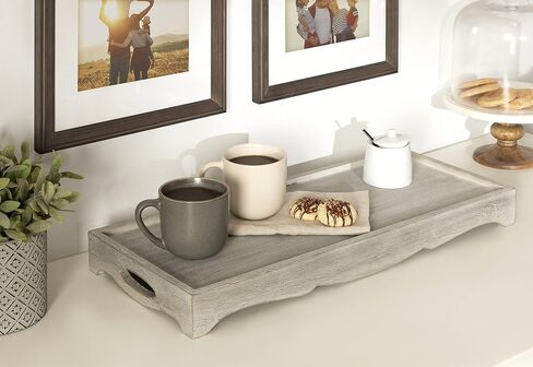 Kate and Laurel Astral Decorative Wood Tray, 10x24, Gray in Saudi Arabia