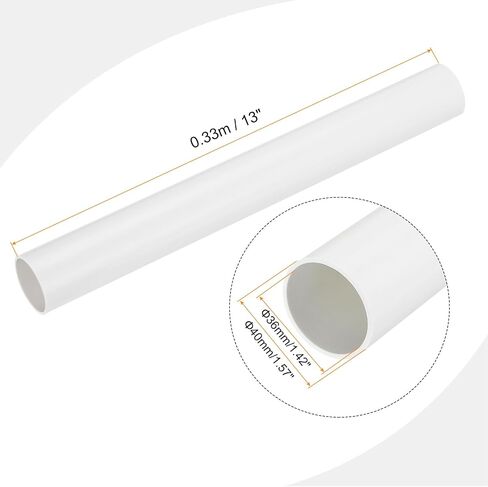 MECCANIXITY 2 Inch PVC Rigid Tube Round Pipe Tubing Hardware Tubing 45.2mm ID 50mm OD 330mm/13" White for Drainage Water Pipe in Kuwait