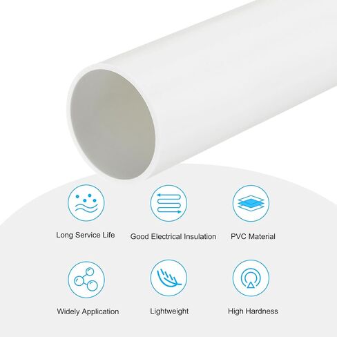 MECCANIXITY 2 Inch PVC Rigid Tube Round Pipe Tubing Hardware Tubing 45.2mm ID 50mm OD 330mm/13" White for Drainage Water Pipe in Kuwait