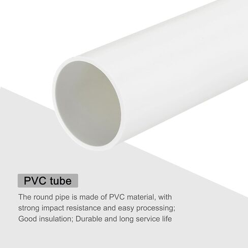 MECCANIXITY 2 Inch PVC Rigid Tube Round Pipe Tubing Hardware Tubing 45.2mm ID 50mm OD 330mm/13" White for Drainage Water Pipe in Kuwait