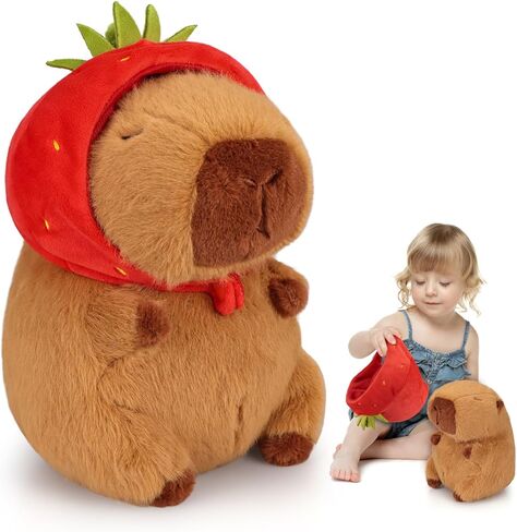 Emoin Capybara Plush Toys Kawaii Capybara Plushies with Turtle Backpack Soft Brown Capybara Stuffed Animals Capybara Gifts Doll Pillow for Baby Boys Girls Toys - 9Inch in Saudi Arabia