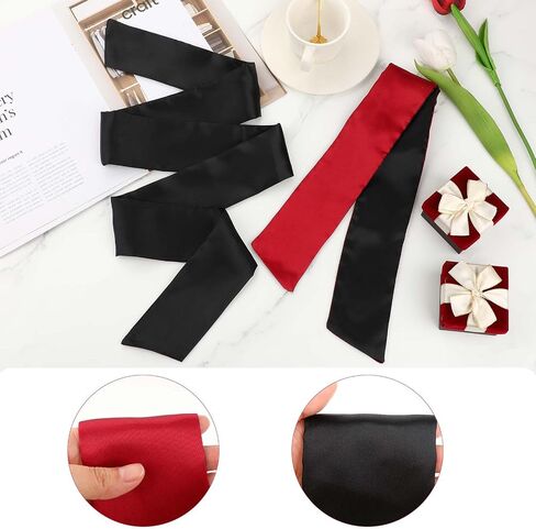 Jeffdad 2 Pcs Satin Eye Mask, Silk Blind Folds for Adult Play, Comfortable Eye Mask Blindfold for Women Men, Blindfold and Hand Ties for Bedroom (Black and Pink) in Saudi Arabia