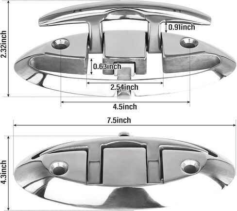 NovelBee 2pcs 7-1/2" Boat Folding Cleats,316 Stainless Steel Heavy Duty Flip-up Dock Deck Cleats for Boat Marine in Saudi Arabia