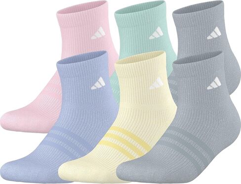جوارب Adidas للفتيات للأطفال Superlite 3.0 رياضية ربع سنوية (6 أزواج) مناسبة للكاحل مع بطانة مستهدفة وضغط للقوس in Saudi Arabia