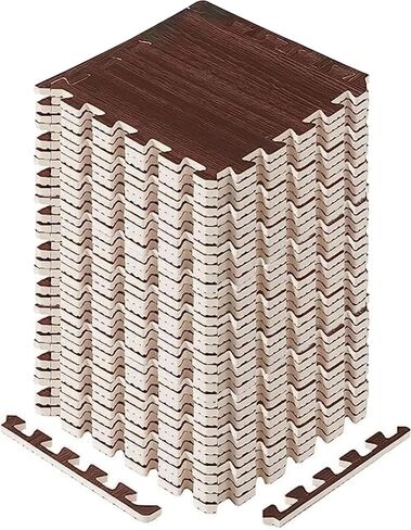 Yes4All 12SQ.FT Wood Grain Puzzle Exercise Mat Protective Flooring, EVA Interlocking Foam Floor Tiles with Border for Home in Saudi Arabia