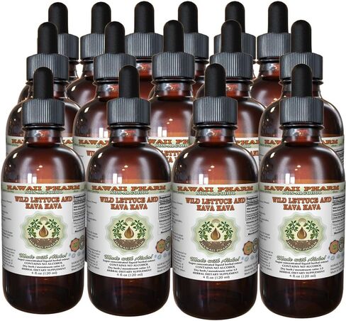Hawaii Pharm 2-in-1! Wild Lettuce & Kava Kava Glycerite, Organic Wild Lettuce (Lactuca Virosa) & Kava Kava (Piper Methysticum) Alcohol-Free Liquid Extract, Trusted Brand, 2 oz in Saudi Arabia