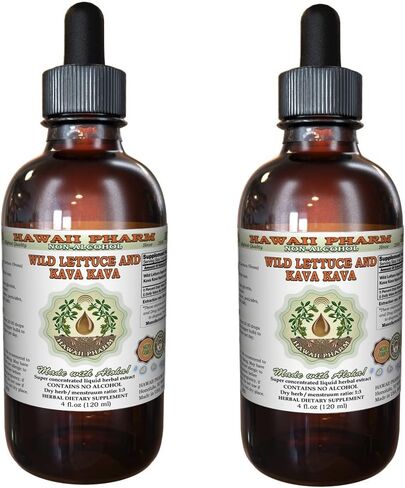 Hawaii Pharm 2-in-1! Wild Lettuce & Kava Kava Glycerite, Organic Wild Lettuce (Lactuca Virosa) & Kava Kava (Piper Methysticum) Alcohol-Free Liquid Extract, Trusted Brand, 2 oz in Saudi Arabia