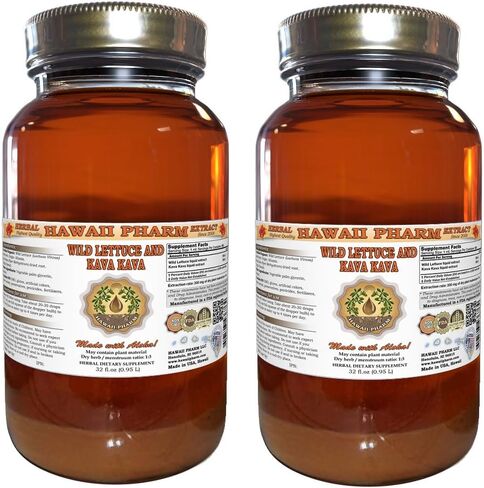 Hawaii Pharm 2-in-1! Wild Lettuce & Kava Kava Glycerite, Organic Wild Lettuce (Lactuca Virosa) & Kava Kava (Piper Methysticum) Alcohol-Free Liquid Extract, Trusted Brand, 2 oz in Saudi Arabia