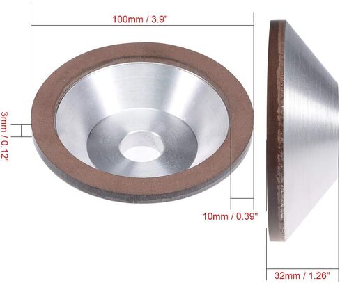 uxcell 100x32x20x10x3mm Resin Bond Cup Diamond Grinding Wheel 400 Grit for Carbide Metal in Saudi Arabia