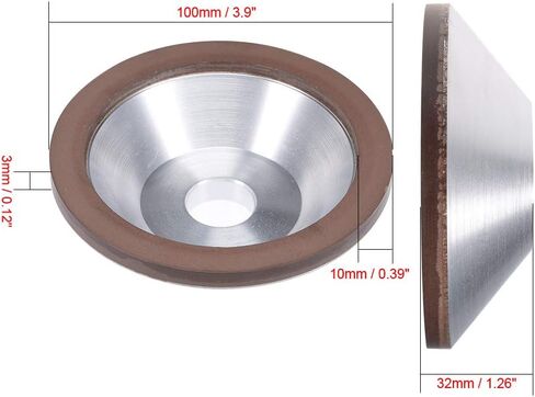 uxcell 100x32x20x10x3mm Resin Bond Cup Diamond Grinding Wheel 400 Grit for Carbide Metal in Saudi Arabia