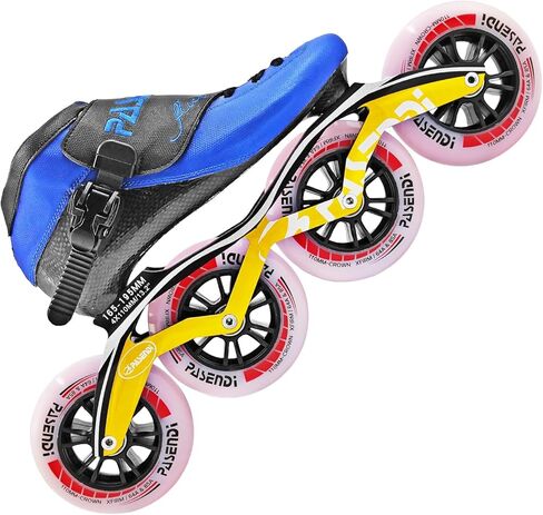 Professional Carbon Fiber Inline Speed Skates Adult for Women and Mens, Outdoor Fitness Skating Roller Skates,Dual Hardness Wheels, 4X110 Wheels Single Row Racing Skates, Blue Black in Kuwait