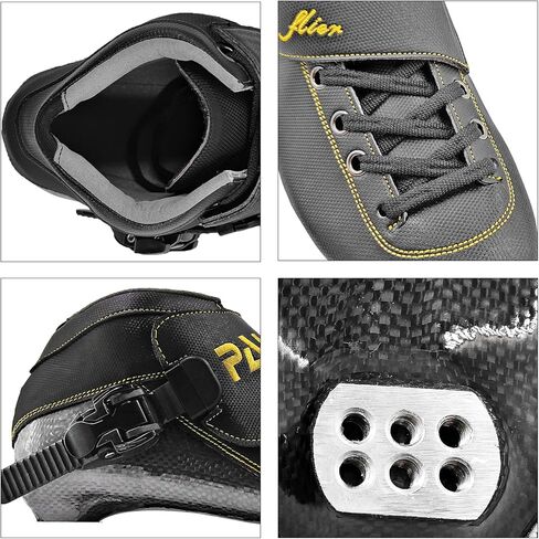 Professional Carbon Fiber Inline Speed Skates Adult for Women and Mens, Outdoor Fitness Skating Roller Skates,Dual Hardness Wheels, 4X110 Wheels Single Row Racing Skates, Blue Black in Kuwait