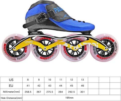 Professional Carbon Fiber Inline Speed Skates Adult for Women and Mens, Outdoor Fitness Skating Roller Skates,Dual Hardness Wheels, 4X110 Wheels Single Row Racing Skates, Blue Black in Kuwait
