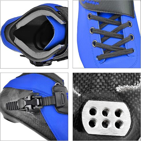 Professional Carbon Fiber Inline Speed Skates Adult for Women and Mens, Outdoor Fitness Skating Roller Skates,Dual Hardness Wheels, 4X110 Wheels Single Row Racing Skates, Blue Black in Kuwait