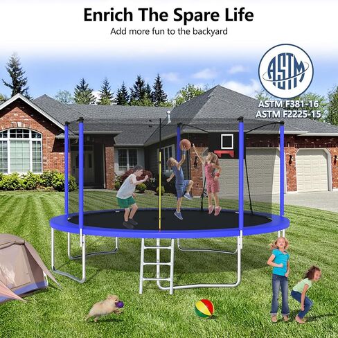 12FT 14FT 15FT 16FT Trampoline for Adults & Kids with Basketball Hoop, Outdoor Trampolines with Ladder and Safety Enclosure Net for Kids and Adults in Saudi Arabia