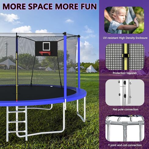 12FT 14FT 15FT 16FT Trampoline for Adults & Kids with Basketball Hoop, Outdoor Trampolines with Ladder and Safety Enclosure Net for Kids and Adults in Saudi Arabia