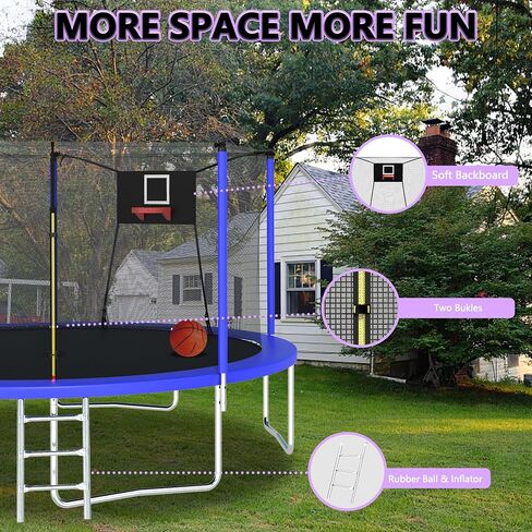 12FT 14FT 15FT 16FT Trampoline for Adults & Kids with Basketball Hoop, Outdoor Trampolines with Ladder and Safety Enclosure Net for Kids and Adults in Saudi Arabia