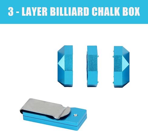 Premium 3 Layer Magnetic Billiard Pool Cue Chalk Holder Box Set, Pool Table Accessory for Billiards Precision Shots in Saudi Arabia