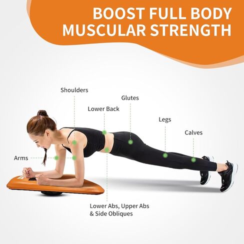 Core Trainer Plank Board - Multifunctional Orange Leather Fitness Board with free iOS/Android App for Full Body Fitness while Playing Games，Watching Videos in Kuwait