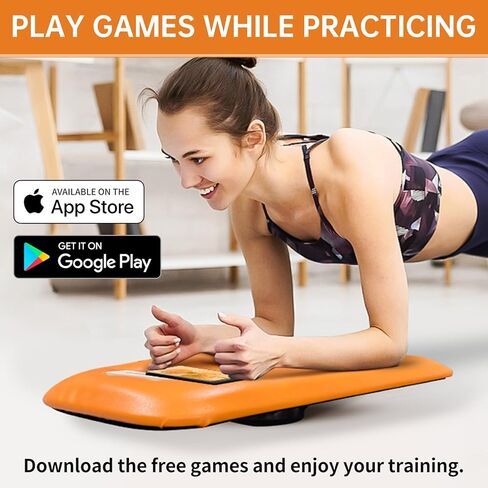 Core Trainer Plank Board - Multifunctional Orange Leather Fitness Board with free iOS/Android App for Full Body Fitness while Playing Games，Watching Videos in Kuwait