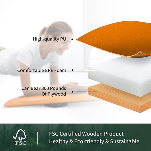 Core Trainer Plank Board - Multifunctional Orange Leather Fitness Board with free iOS/Android App for Full Body Fitness while Playing Games，Watching Videos in Kuwait