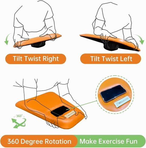 Core Trainer Plank Board - Multifunctional Orange Leather Fitness Board with free iOS/Android App for Full Body Fitness while Playing Games，Watching Videos in Kuwait