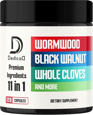 Wormwood Supplement - 120 Capsules Extracted from Black Walnut, Cloves, Turmeric, Apple, Berberine HCl & More - 11 Ingredients combined for Digestive Health, Immune System & Joints - 2-Month Supply in Saudi Arabia
