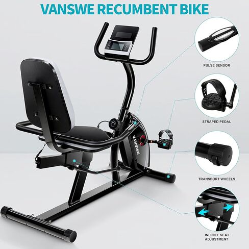 VANSWE Recumbent Exercise Bike for Adults Seniors - Recumbent Bikes for Home with Magnetic Resistance, Bluetooth and App Connectivity, Pulse Sensor in Saudi Arabia