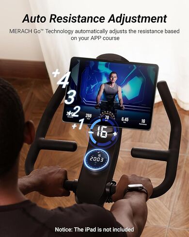 دراجة ركوب الدراجات الداخلية من ميراتش، دراجة تمرين للمنزل مع مقاومة مغناطيسية/تلقائية، دراجة ثابتة بلوتوث مع تتبع بيانات التطبيق، وحامل آيباد in Kuwait