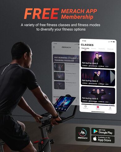 دراجة ركوب الدراجات الداخلية من ميراتش، دراجة تمرين للمنزل مع مقاومة مغناطيسية/تلقائية، دراجة ثابتة بلوتوث مع تتبع بيانات التطبيق، وحامل آيباد in Kuwait