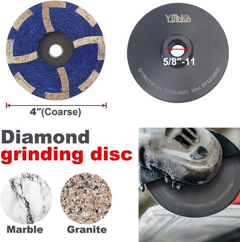 YIJING 4" Diamond Resin Filled Grinding Wheel Diamond Cup Wheel Fine Grit with Thread 5/8"-11 for Grinding Stone,Concrete in Kuwait