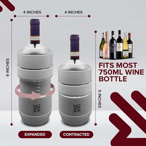 Wine Chiller Bucket - Wine Chillers for Bottles - Portable 750ml Iceless Wine Chiller - Stainless Steel Wine Cooler Sleeve Keep Wine & Beverages Cold for 6 Hours - Perfect Gift for Wine Lovers (Black) in Saudi Arabia