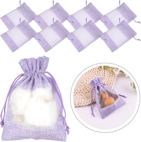 Alipis 10pcs Lavender Sachets Bags: Empty Lavender Sachet Bags with Drawstring Beam Port Mesh Bag Burlap Bags with Drawstring in Saudi Arabia