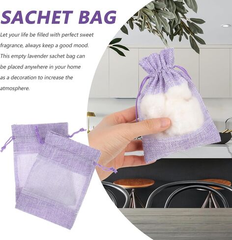 Alipis 10pcs Lavender Sachets Bags: Empty Lavender Sachet Bags with Drawstring Beam Port Mesh Bag Burlap Bags with Drawstring in Saudi Arabia