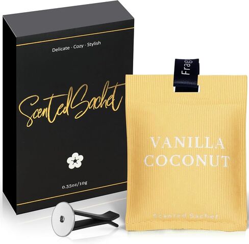 كيس معطر هواء للسيارة، أكياس أكياس، أكياس أكياس روائح منعشة، مزيل الروائح الكريهة للسيارة للنساء، الفانيليا وجوز الهند in Kuwait