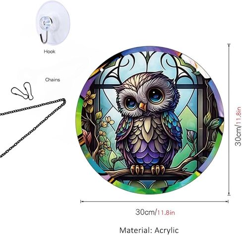 MATIHAY Acrylic Window Hanging Ornament - Cute Baby Owl Window Hanging Fall Decor for Nursery Housewarming Gift (S, Little Owl) in Saudi Arabia