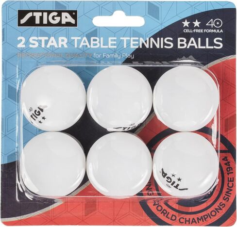 STIGA 6 Pack 2-Star Ping Pong Balls - ITTF Regulation Size & Weight - ABS Materials - Perfect for Family Play in Saudi Arabia