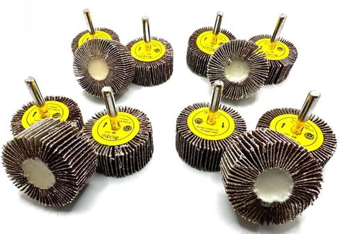 12 Pcs 2" X 1" X 1/4" Flap Wheels Set – 3 pcs each 40 60 80 & 120 Grits Aluminum Oxide for Metal Wood Grinding Blending Polishing Rust Paint Removal – 1/4 Shank Fits Die Grinder and Drills in Kuwait