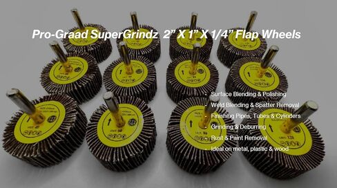12 Pcs 2" X 1" X 1/4" Flap Wheels Set – 3 pcs each 40 60 80 & 120 Grits Aluminum Oxide for Metal Wood Grinding Blending Polishing Rust Paint Removal – 1/4 Shank Fits Die Grinder and Drills in Kuwait