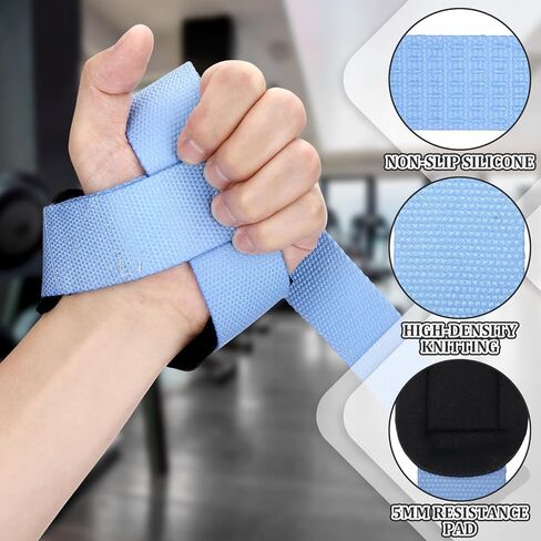 2 Sets Wrist Wraps and Lifting Straps 20.4" Heavy Duty Wrist Wraps for Weightlifting 24" Wrist Straps with Silicone Grip and Padding for Women Dumbbell Strength Training Accessories in Saudi Arabia