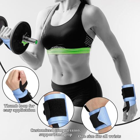 2 Sets Wrist Wraps and Lifting Straps 20.4" Heavy Duty Wrist Wraps for Weightlifting 24" Wrist Straps with Silicone Grip and Padding for Women Dumbbell Strength Training Accessories in Saudi Arabia