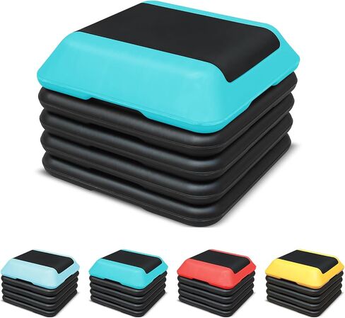 16"x16" Exercise Aerobic Step Platform with 4 Risers, Adjustable Height 4"-6''-8''-10''-12" Exercise Stepper Workout, Aerobics Stepper Workout Stepper for Home Gym Fitness Strength & Training in Saudi Arabia